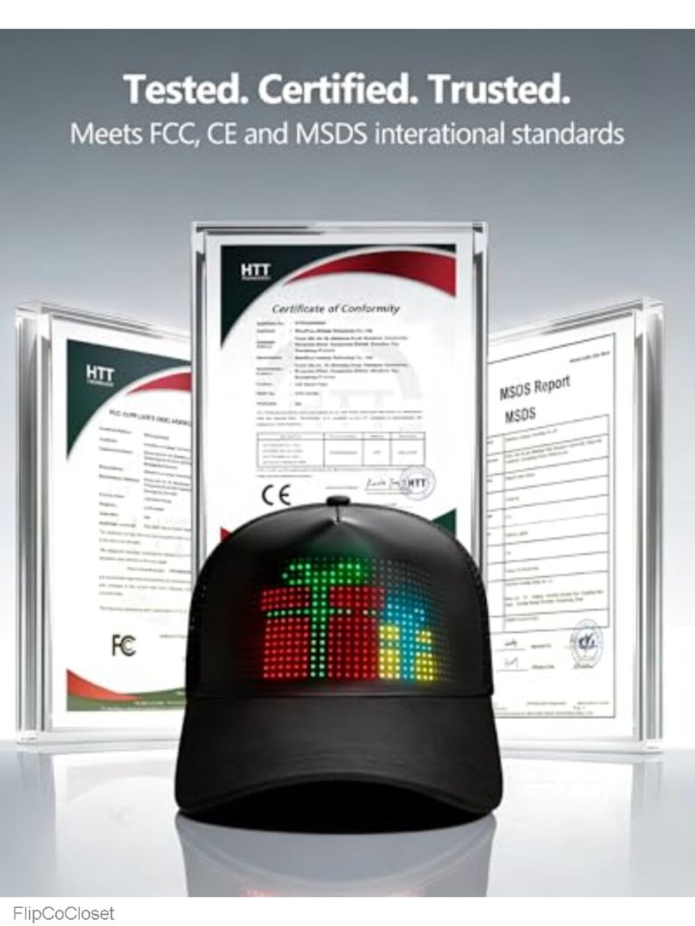 Programmable LED Baseball Cap Bluetooth Custom Text Rave Party Hat for Men - Picture 5 of 6
